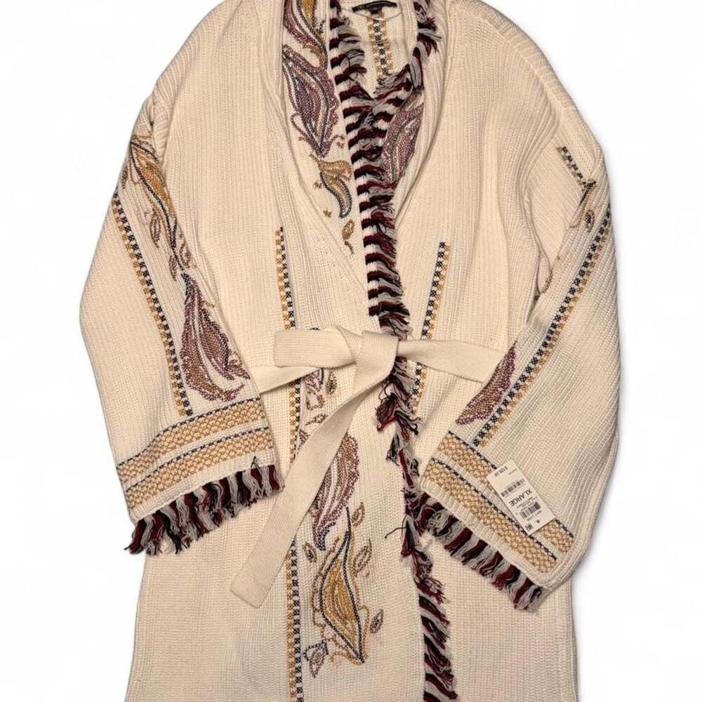 INC International Concepts May Luxe Embroidered Paisley Cardigan